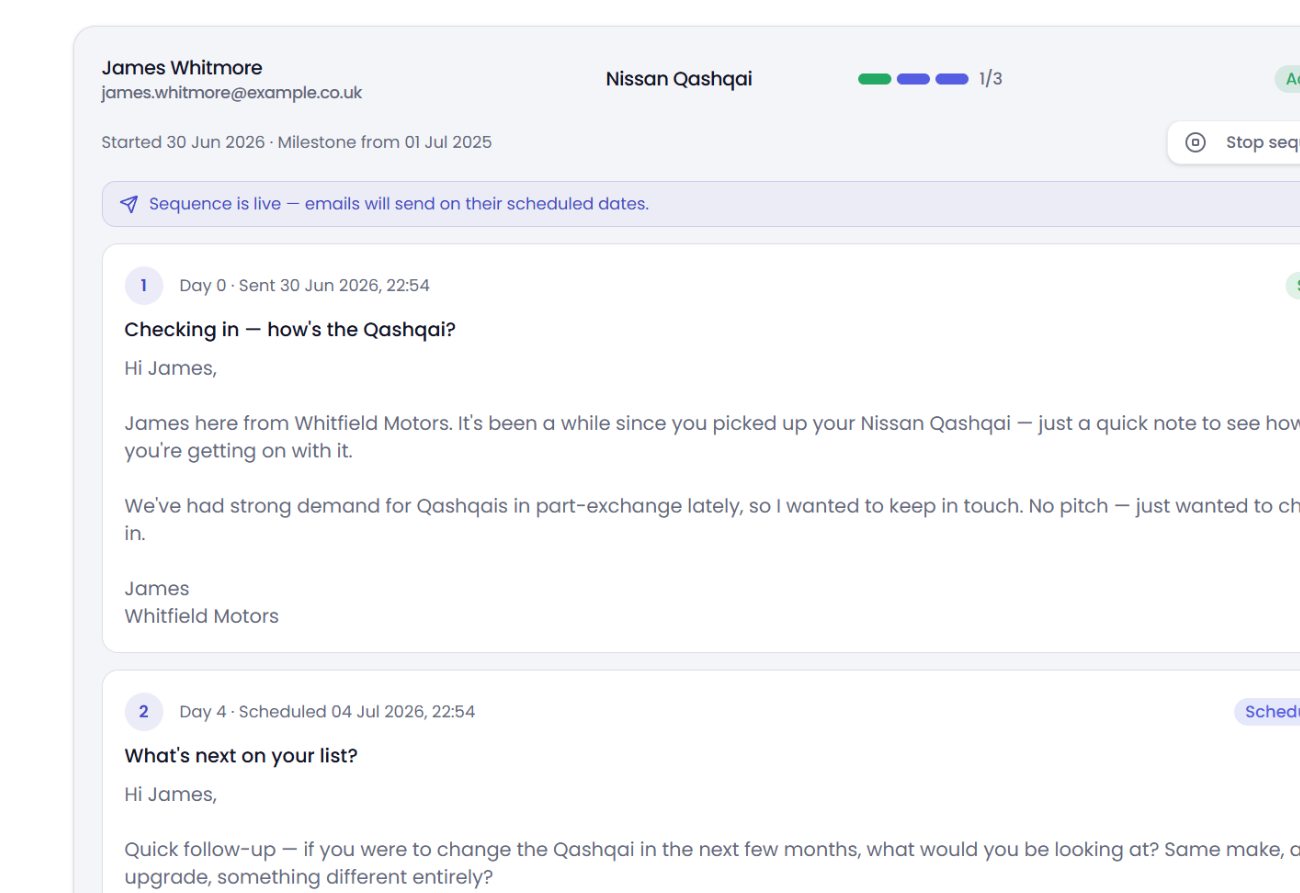 Wynback AI-generated 3-email sequence preview